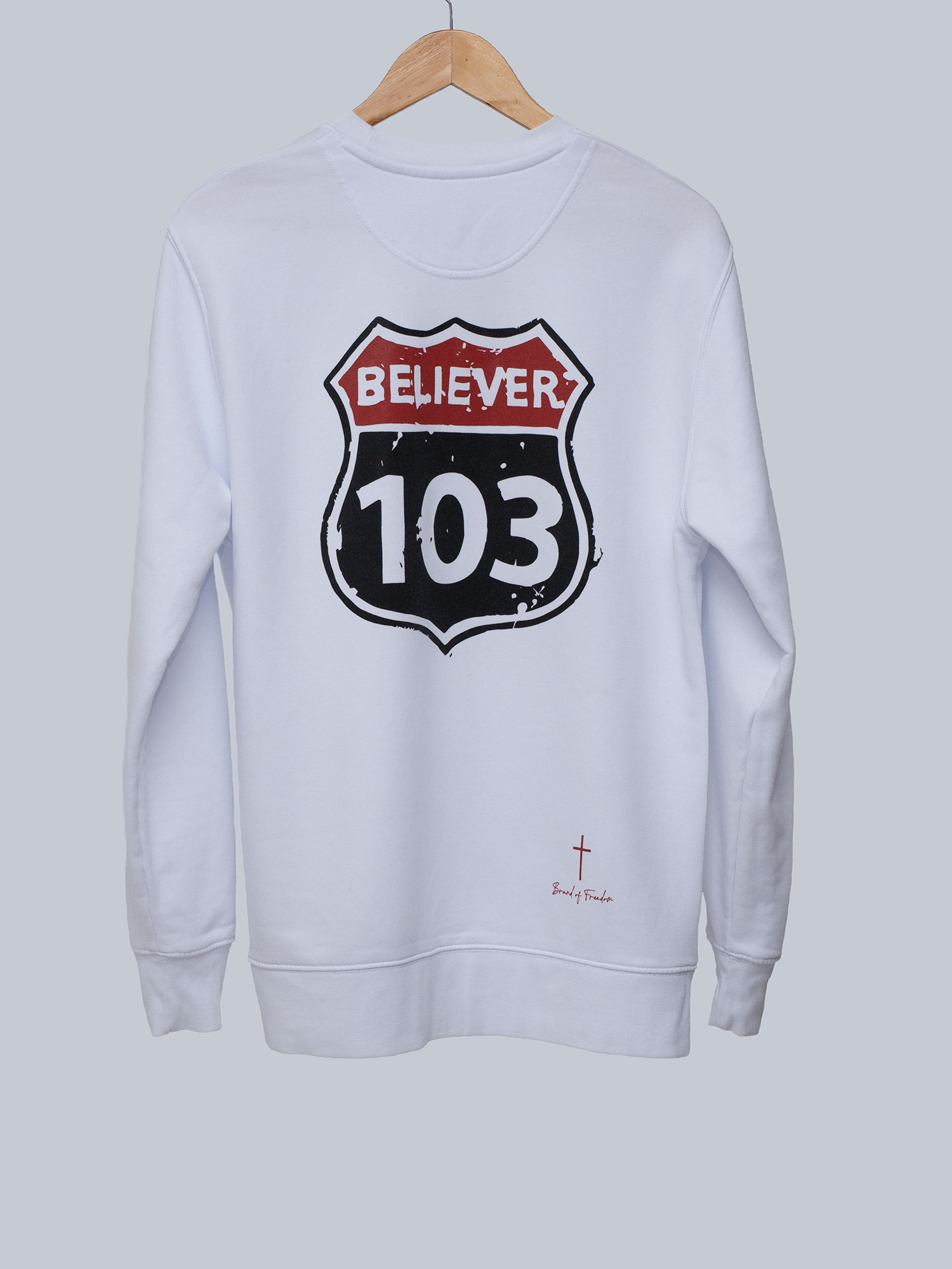 SUDADERA BLANCA BELIEVER BICOLOR